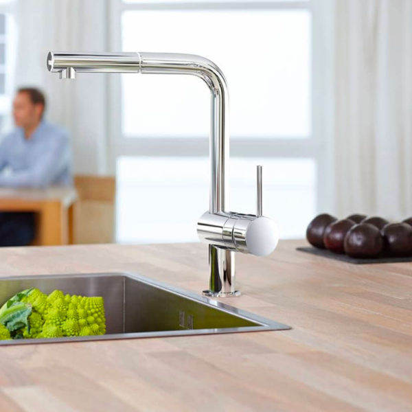 GROHE Minta keukenkraan uittrekbare L uitloop chroom inclusief installatie