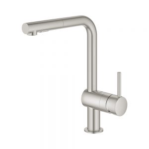 GROHE Minta keukenkraan met uittrekbare handdouche dualspray -supersteel 30274DC0 Inclusief montage